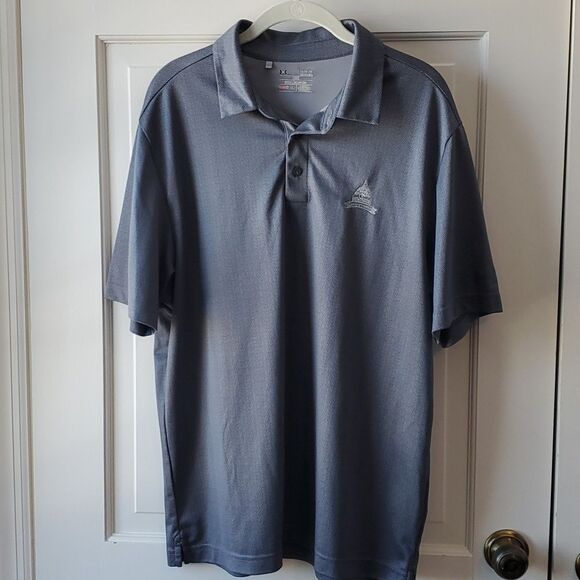 UNDER ARMOUR CONGRESSIONAL CC HERRINGBONE ZIG ZAG GOLF POLO SHIRT GRAY LARGE - Picture 1 of 6